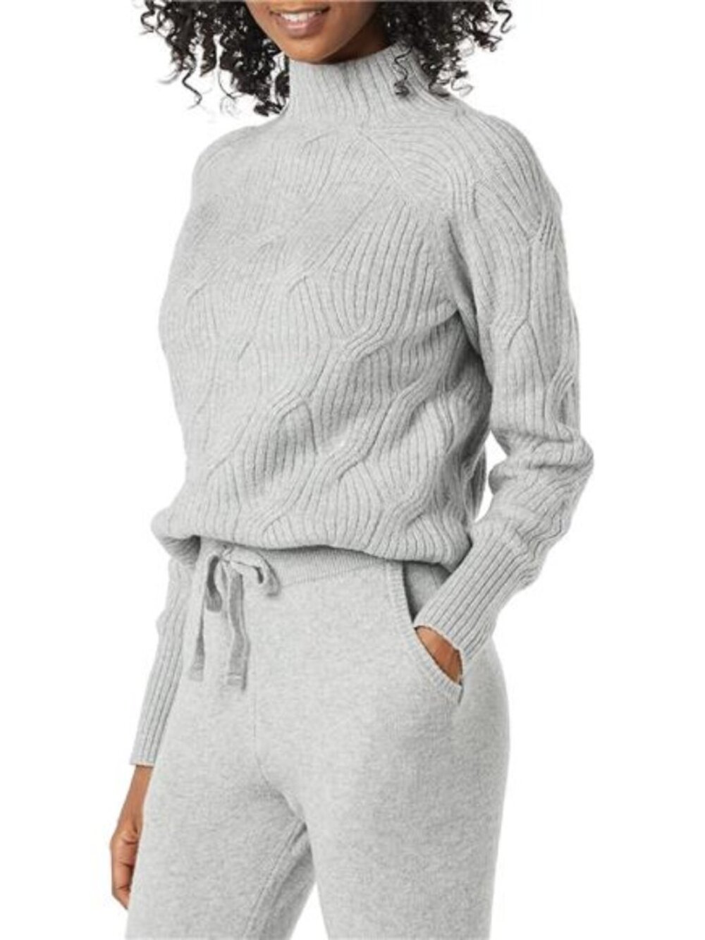 Womens funnel neck cable knit winter sweater soft warm long sleeve top women fit